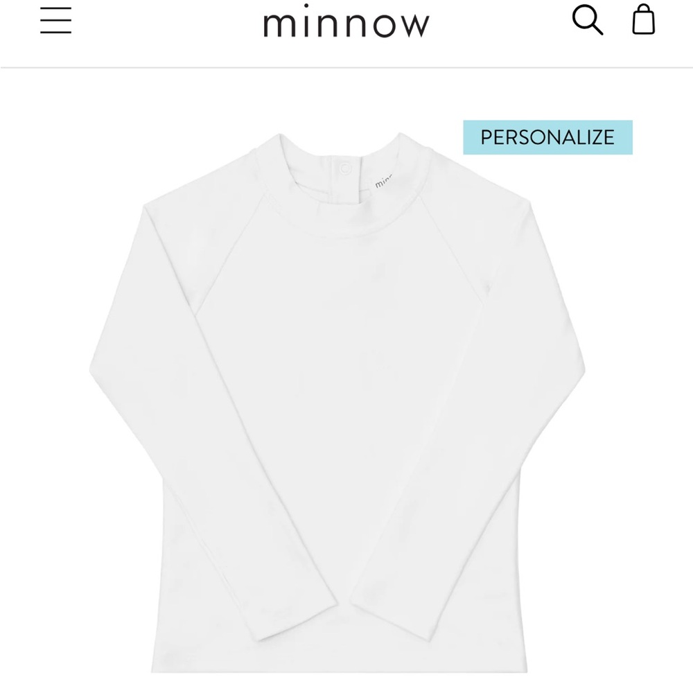 Minnow unisex crane white rashguard NWT